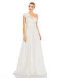 White Embellished One Shoulder A Line Gown - FINAL SALE