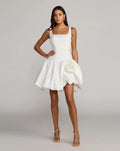 White Sleeveless Satin Bubble Hem Mini Dress