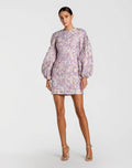 Brocade Balloon Sleeve Fitted Mini Dress