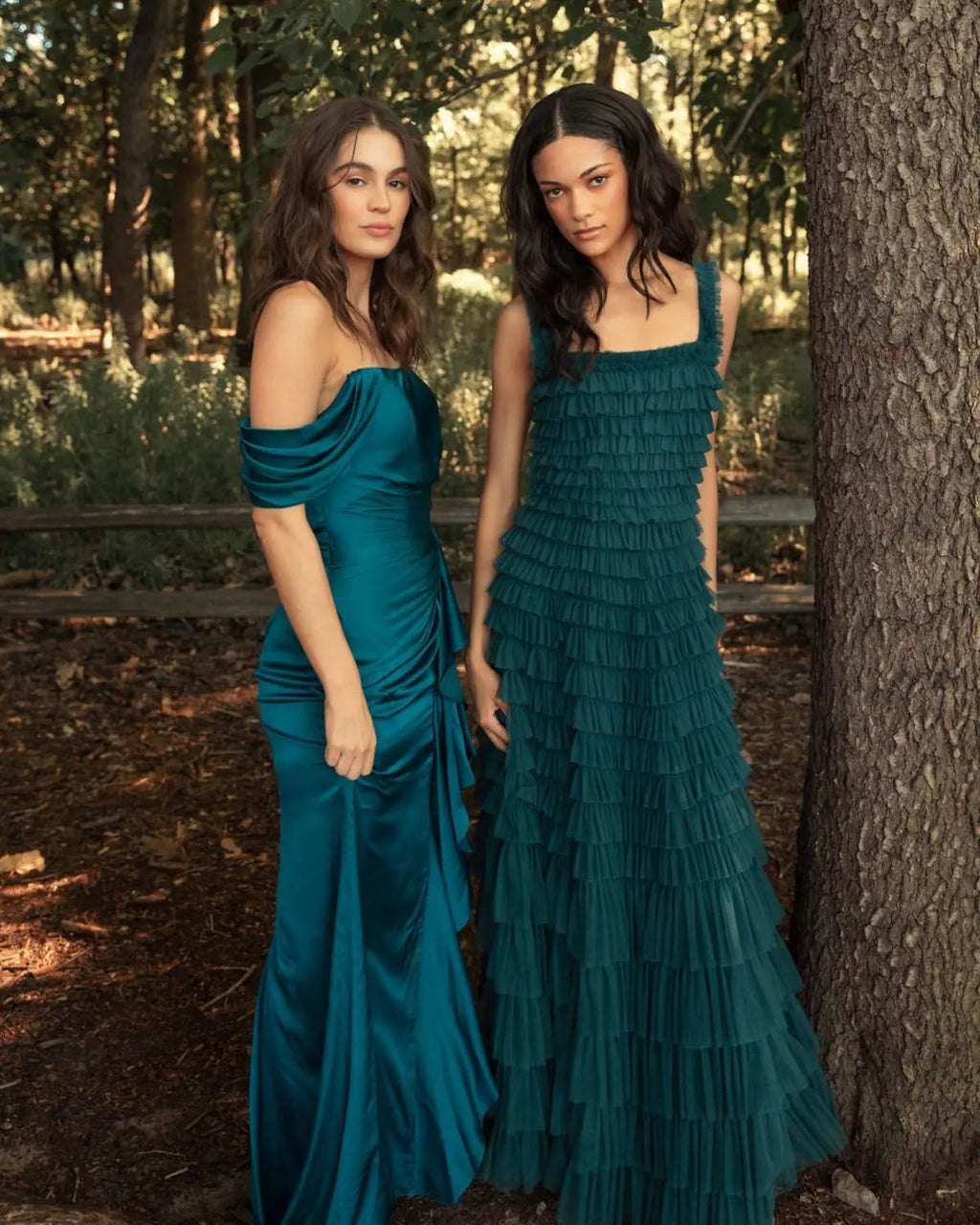 Teal Sleeveless Ruffle Layered Gown