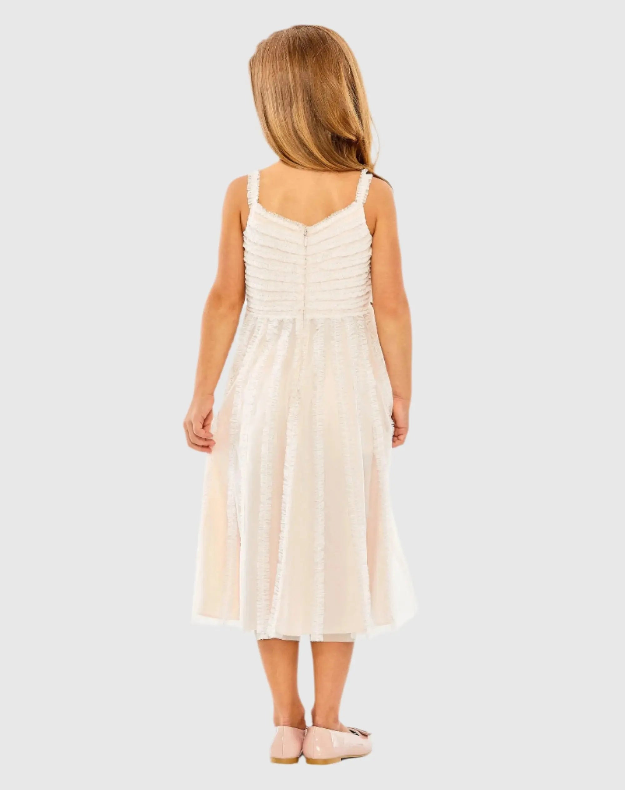 Girls Pink Sleeveless Ruffle Tiered Mini Dress