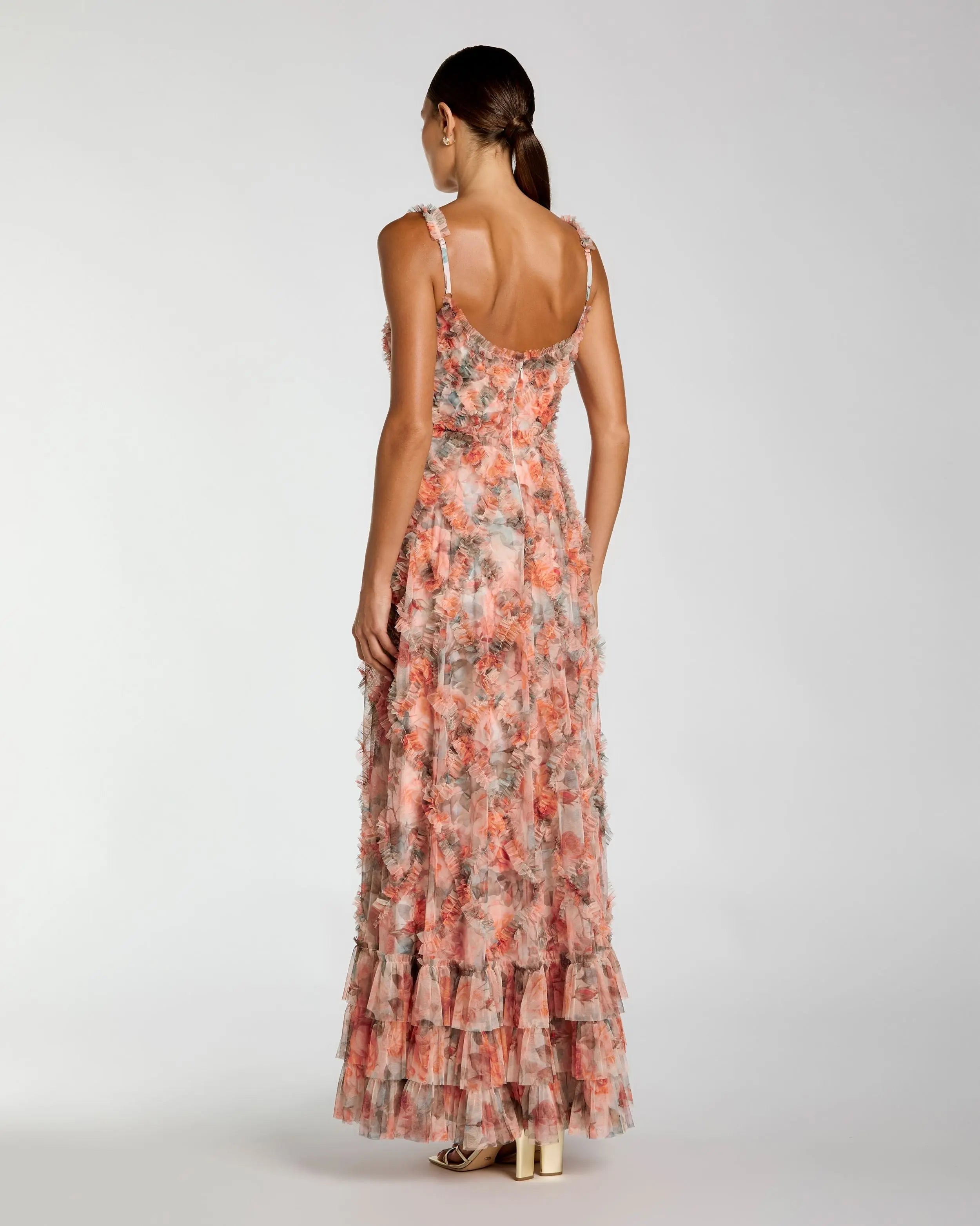Multicolor Floral Ruffle Tiered Maxi Dress